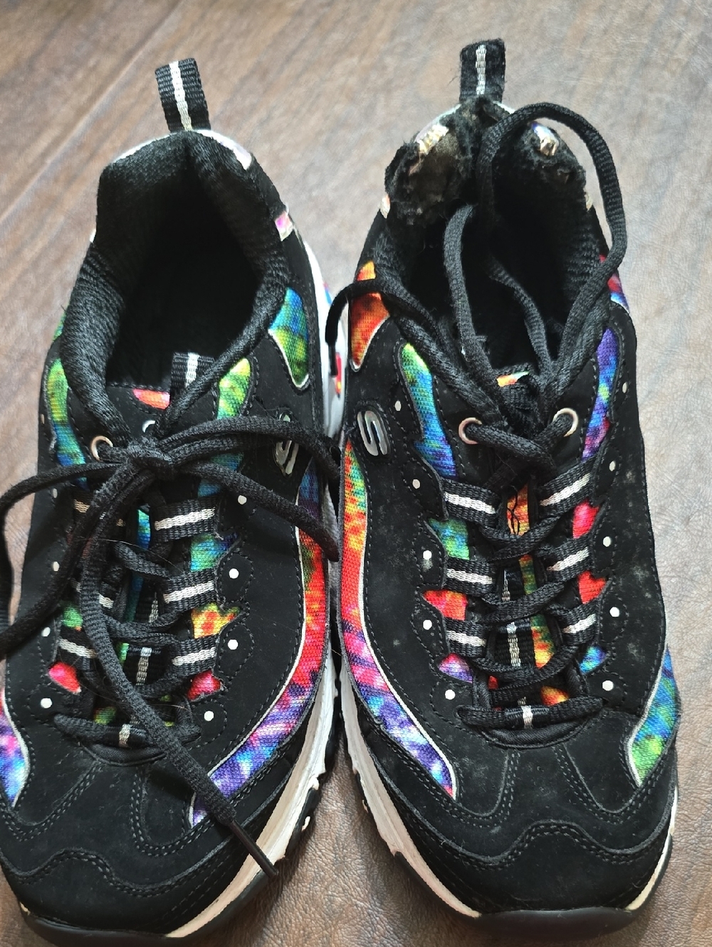 Skechers Women's Black Multi D'Lites Tie-Dye Accent Sneakers - Picture 3 of 7